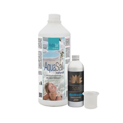 Set AquaSal Natural 1 Lt + Fragranza Aromatica Spa Sea Breeze 250 ml + dosatore graduato